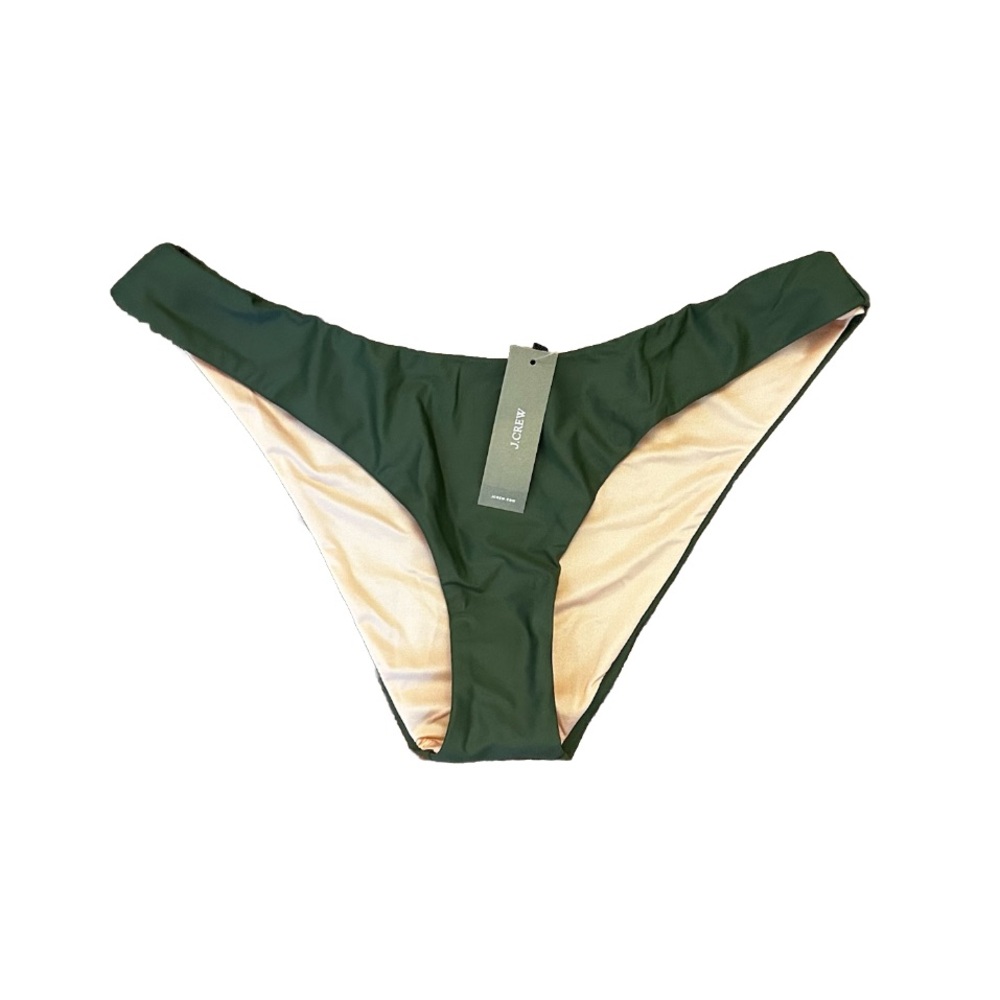 NWT J. Crew Green Bikini Bottom Cheeky Curved Waist Women’s M BC125